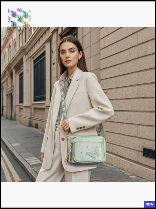 Trendy Leather Crossbody Purse Shoulder Handbag Butterfly Design Chic - Picture 2 of 7